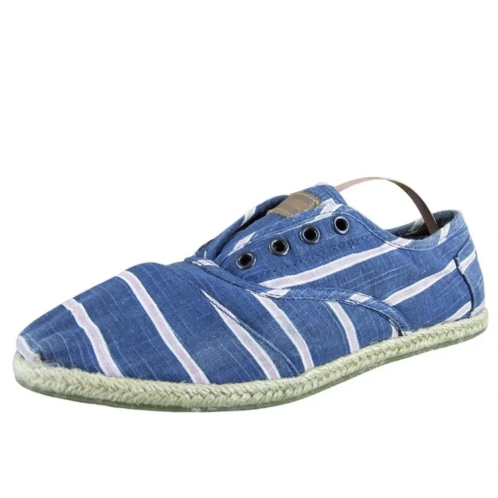 TOMS Women's Cordones Espadrille Blue Fabric Sz 8 Medium ‎ Used 2025